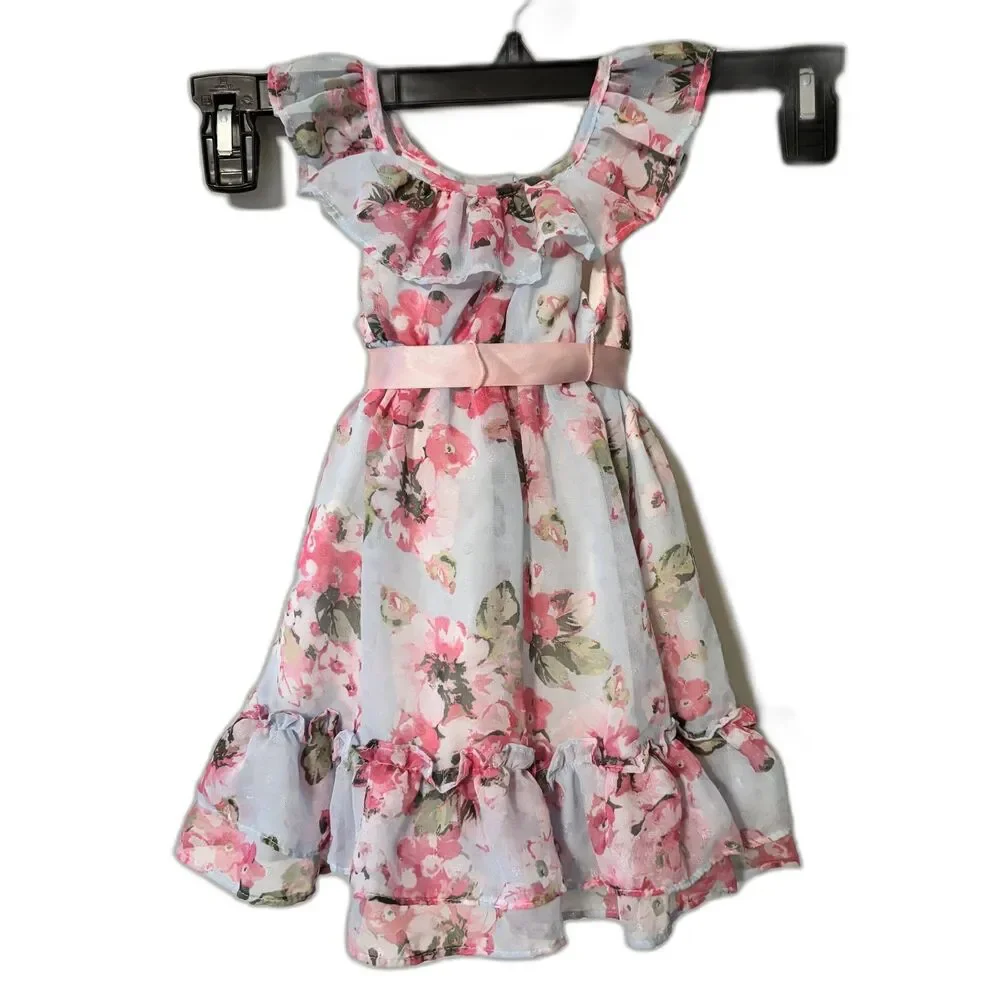Laura Ashley London Baby Girl 18M Pink Blue Floral Party Dress Easter Spring
